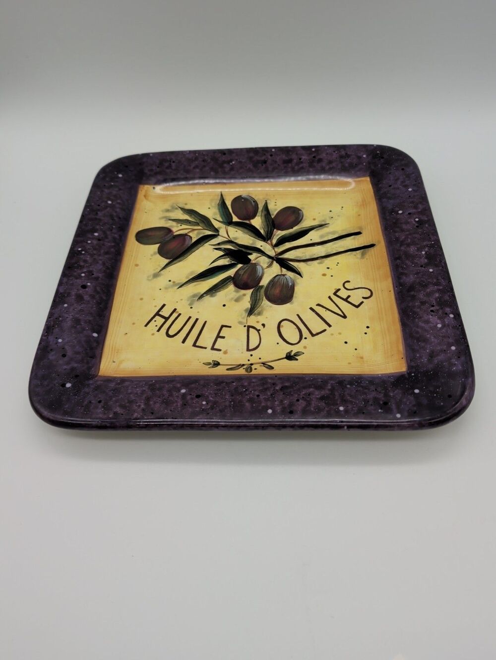 Susan Winget CIC Garden Of Olives Square 11" Plate Platter Purple